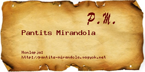 Pantits Mirandola névjegykártya